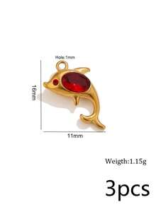 3Pcs 304 Stainless Steel 18K Gold Plated Colorful Rhinestone Marine Life Pendants DIY Handmade Jewelry Accessories/Waterproof And Fade-Resistant - Basket - View 18