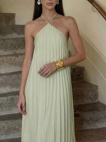 Women Midi Dresses - Green - View 1
