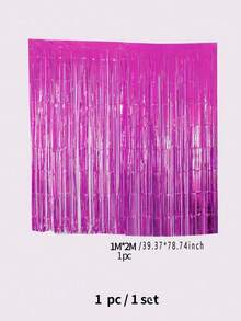 1pc Deep Pink Tinsel Curtain Party Decoration Backdrop, Graduation Decor, Tassel, Birthday, Wedding, Adult Tinsel Curtain, Birthday Party Background Wall Decor, Shiny Aluminum Foil Tassel Wall Curtain - Multicolor - View 3