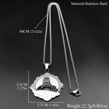"Sacred Heart Of Jesus Catholic Pendant Necklace For Women Men Stainless Steel Gold Color Flower Medal Amulet Chain Jewelry Gift " - Necklace - View 4