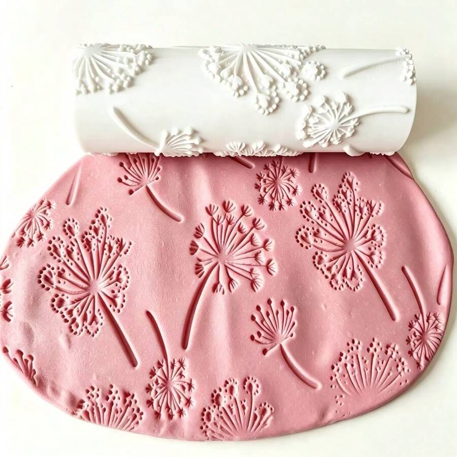 1pc 3D Dandelion Texture Roller And Embossing Roller Tool - Suitable For Clay, Pottery, Ceramic Crafts, With Floral Design, For Jewelry Making, Clay Tools, Home Decor, Suitable For Beginner Craft Enthusiasts - A - View 1