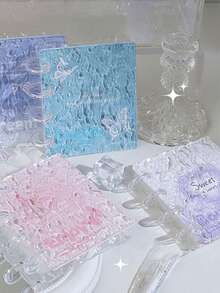 1pc Water Ripple Mini Photo Album, Single Slot 3-Inch Card Holder, Includes 20 Pages, Acrylic Loose-Leaf Binder, Suitable For Idol Cards, Student ID Cards DIY Crafts, Blue Purple Pink Optional, Ideal Birthday Party Back To School Gift And Girls Home Decor - Multiple Styles - View 3