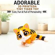 Round-Eyed Cute Striped Little Tiger 3D Printed Sculpture, Segmented Limbs And Long Movable Tail, Realistic Tiger Enthusiast Creative Collectible Gift, Children's Day/Birthday/Christmas Gift - Multicolor - View 7
