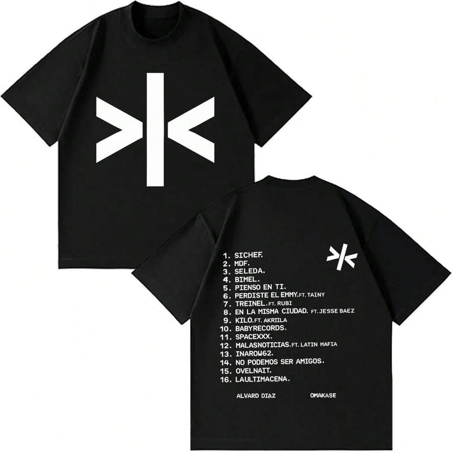 Alvaro Diaz's Omakase Album Print T-Shirts, 2026 Tour, Hip-Hop T-Shirts For Men And Women, Cotton Summer T-Shirts, Loose Fit, Casual, Fashionable, Gifts For Fans - 黑色 - 查看 1