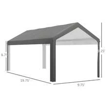 Outsunny 10 X 20ft Carport Roof, UV Resistant Canopy Replacement, Fits 84C-378V00 And 84C-206 Series, Dark Gray-XY105072 - 84C-447V00CG - View 3