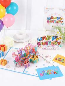 1pc 3D Pop-Up Birthday Greeting Card, Party Gift For Kids, 3D Birthday Letter, 3D Gift Box, 3D Butterfly, Flower Blessing Card With Envelope, Birthday Card, Suitable For Birthday Gift - Greeting Cards - View 3