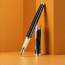 Premium Black Metal Pen – A High-End Gift For Business Meetings; A Smooth-Writing, Unisex Fountain Pen; Suitable For Students, Teachers, And Office Use; Takes Replaceable Ink Cartridges - Fountain Pen - View 4