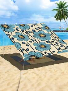 1pc Plant Leaf Floral Print Design Sunshade Awning, Outdoor Shade Cloth And Canopy, 2D Flat Printed Tent, Washable, Suitable For Garden, Camping, Beach, Yard, Poolside And More, Poles Not Included - Multicolor - View 25