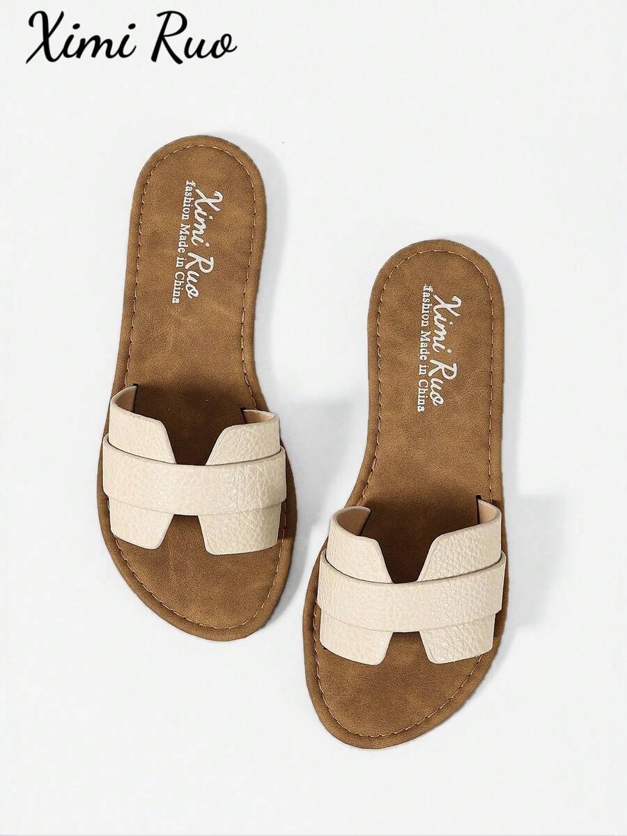 Ximi Ruo Women's Casual Flat Sandals, Woven Roman Style, Open Toe, Suitable For Spring, Summer, Beach, Vacation, Matching Dresses - Beige - View 1