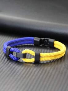 1Pc Two Tone Braided Rope Bracelet, Minimalist Infinity Knot Wristband With Black Easy Hook, Casual Fashion Hand Jewelry Gift For Men Women Daily Wear - 4mm Two-color Bracelet - View 9