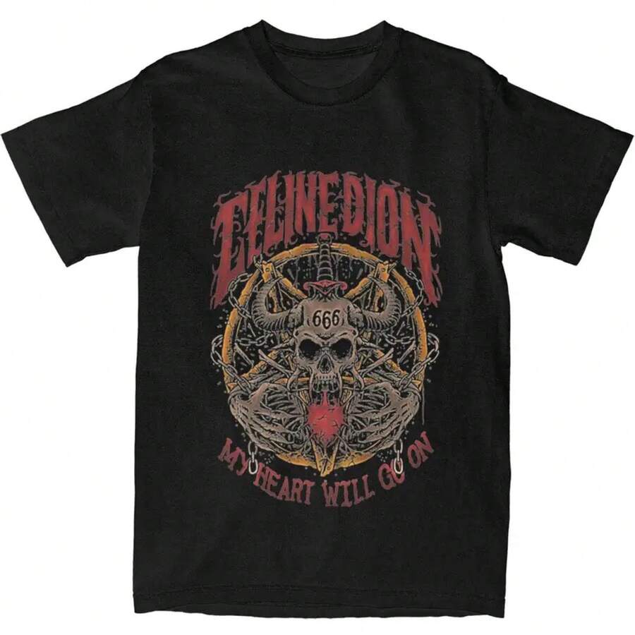 Chemise pour hommes Celines Dion Death Metal Metal-Shirts Coton--Chemises Manches Courtes Col Rond Populaire-Chemise Grande Taille LTMI - Noir - Voir 1