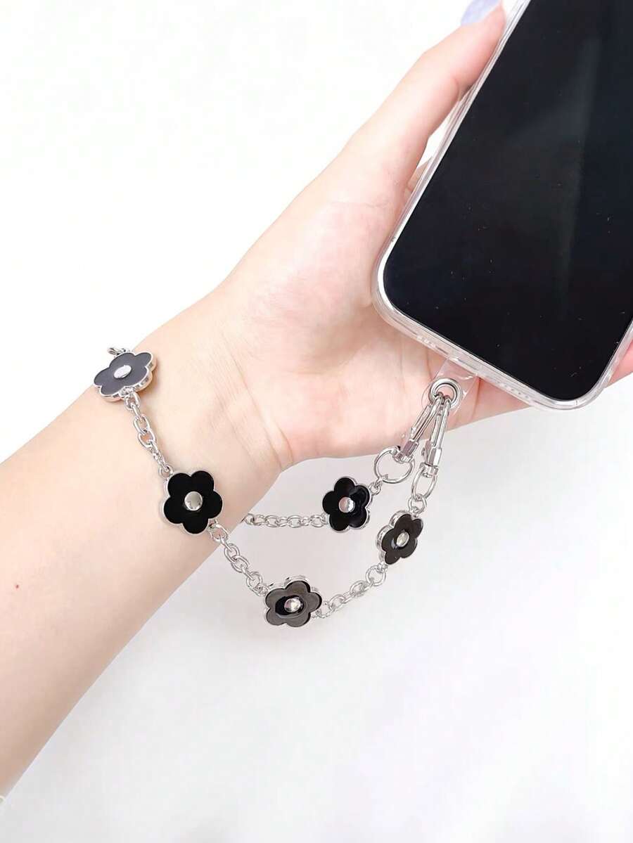 Fashion Floral Metal Phone Lanyard, Detachable Wrist & Crossbody Strap, Stylish Phone Decorative Lanyard - Multicolor - View 1
