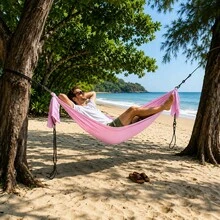 Hammock Ajaib, Kain Lembut dan Nyaman, Tersedia Berbagai Warna, Penggunaan Luar Ruangan, Sistem Gantung yang Dapat Diatur, Portabel dan Ringan - MultiWarna - View 5
