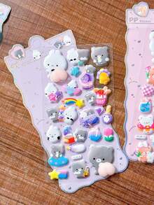3D Cute Animal Stickers Stress Relief Puffy Squishy Sticker For DIY Scrapbook Guitar Phone Case Laptop Decal - Multicolor - View 3