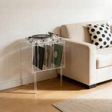 TulhaSal Acrylic Record Player Stand, Record Player Stand With Storage, Acrylic Side Table - Clear - View 4