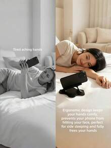 1pc Bed Phone Holder New Slouchy Bracket For Watching Movies, No Hand Pressure, Bedroom Bedside Desktop Storage Rack, Creative Side-Lying Phone Holder, Universal Phone Stand - Creative Side-lying Phone Holder - View 6