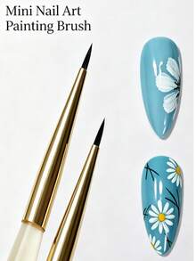 RS NAIL 3Pcs Nail Art Painting Brush Set With Cap, Nail Art Brush For Painting Flowers, Fine Pointed Tip, DIY Manicure Tool, Perfect For Beginner Nail Drawing & Decoration - Champagne - View 6