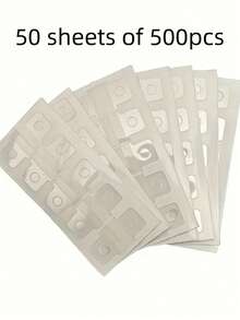 50/100pcs Self-Adhesive Loose-Leaf Binder Hook Labels With Round Hole, For DIY Notebook, Journal And Photo Card Organization, Loose-Leaf Binder Labels - Clear - View 7