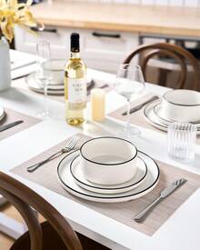 Richmount Dinner Set For 4/6, 12/18 Pieces Modern Porcelain Plates And Bowls Set, Dinnerware Sets Chip Resistant, Microwave & Dishwasher, Ceramic Dish Set Service For 4/6 - White and Black - View 3