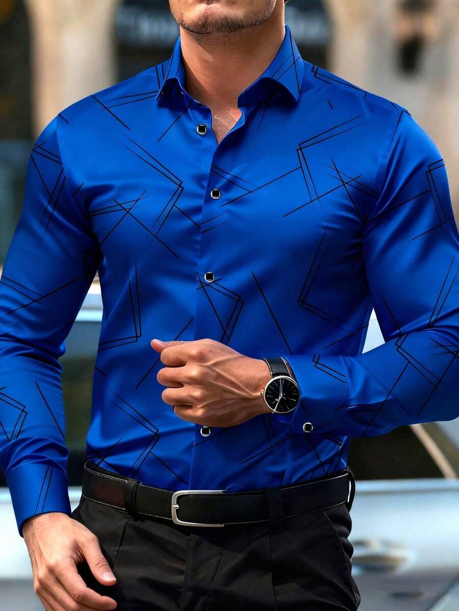 Men's Formal Party All-Over Print Long Sleeve Shirt