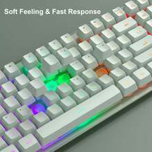 Combo de Teclado y Ratón para Juegos, Teclado K1 con Retroiluminación LED Arcoíris de 104 Teclas, Compatible con Computadora/PC/Portátil (Verde Claro) - verde claro - Ver 7