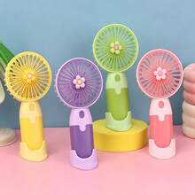 Mini ventilador portátil en forma de flor, regalo ideal para mujer en verano - A - Ver 2