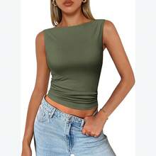European-American Style Sleeveless Square Neck Camisole For Women - 灰色76 - 查看 6