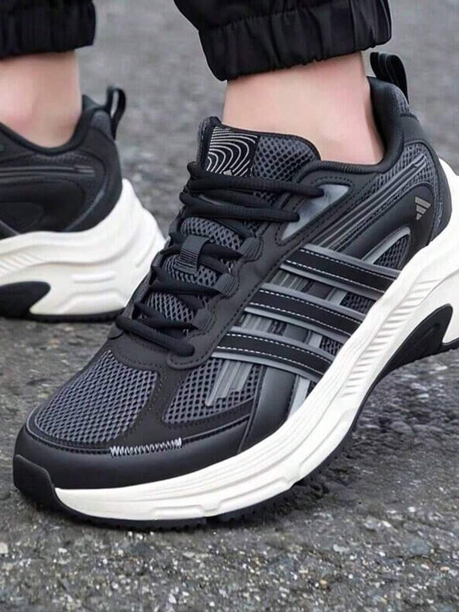 Adidas 阿迪达斯男女通用轻便网面运动鞋,休闲跑步鞋,秋季新品 - 黑色 - 查看 1