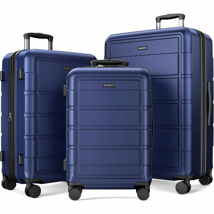 Juego de Maletas SHOWKOO de 3 Piezas, Carcasa Rígida, Ligeras, ABS+PC, Expandibles, Maletas de Viaje Duraderas con Ruedas y Cierre TSA (M L XL - Azul) - Violeta lavanda (Juego de 3) - Ver 1