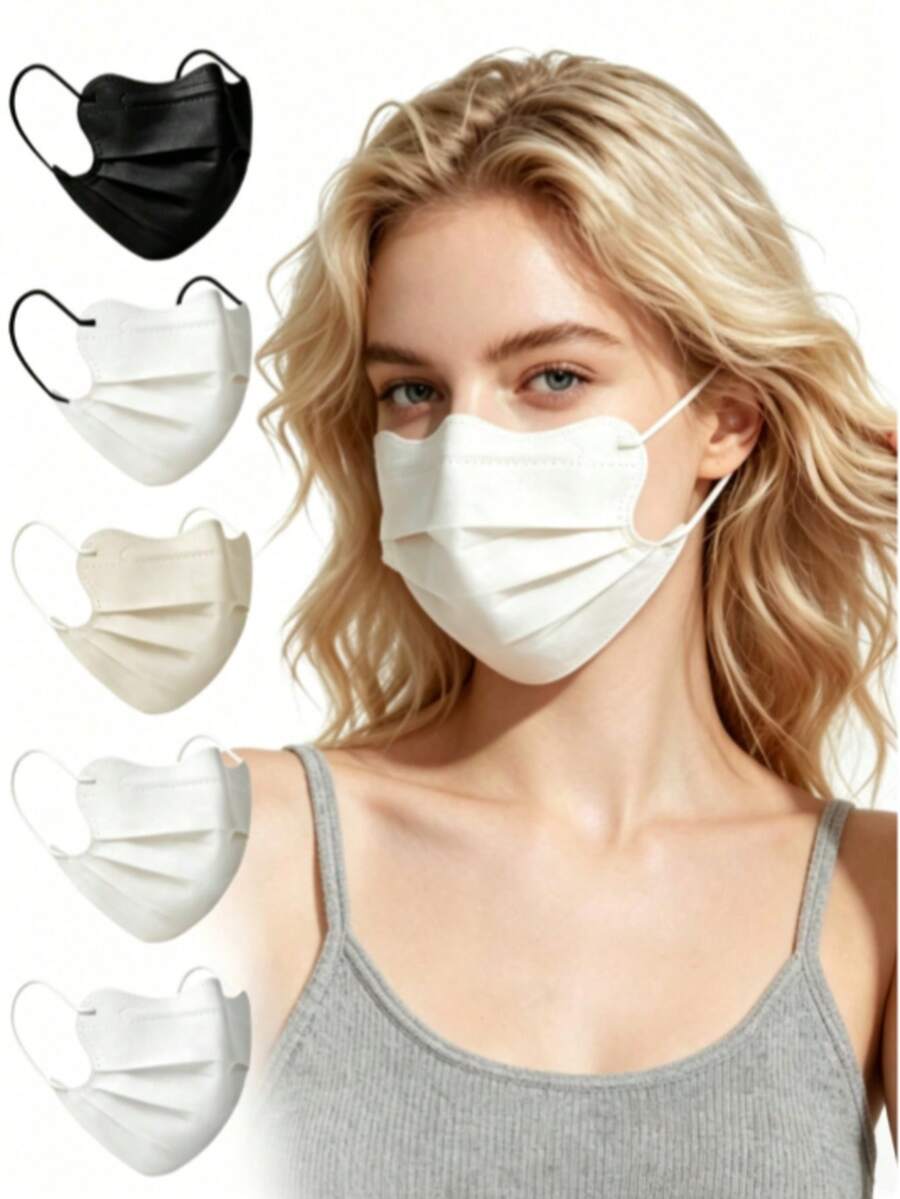 20pcs Individually Wrapped 3-Ply Full Protection Neutral Face Masks, Suitable For Daily Commute, Shopping And Other Public Places - A - View 1