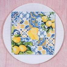 20pcs/40pcs/60pcs 2-Ply Soft Summer Lemon Napkins, 33cm*33cm Unfolded, Disposable Party Lunch Napkins, Guest Hand Towels, Decorative Paper, Birthday Decorations, Wedding Anniversary, Graduation Party Decor - Multicolor - View 2