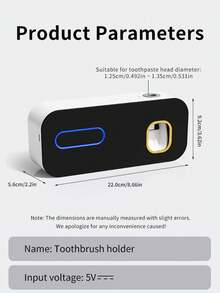 Smart Toothbrush Holder, Wall-Mounted Storage Rack, Automatic Toothpaste Dispenser, Electric Toothbrush Holder, Drill-Free Installation, Suitable For Dorm And Home Bathroom Storage, 400mAh - Multicolor - View 10