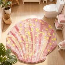 1PC Pink Cute Shell Shaped Bathroom Mat, Small Rug, Welcome Mat, Carpet, Floor Mat, Outdoor Door Mat, Kitchen Rug, Home Decor, Front Door Mat, Area Small Rug, Outdoor Mat, Home Decor, Area Carpet, Garden Rug, Washable Carpet - Multicolor - View 2