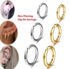 Clip On Huggie Earrings For Men Women Unisex Hypoallergenic Small Hoop Earrings,Non Pierced Conch Daith Helix Ring Hoop Rook Tragus Cartilage Earrings - NOT - View 1