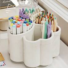 1pc 4-Compartment Large Capacity Pencil Holder, Multi-Function Pen Holder, Office Desk Organizer, 4-Compartment Design, Multi-Purpose Cosmetic Storage, Multi-Compartment Storage, Minimalist Design, Suitable For Office And Bedroom - Multicolor - View 3