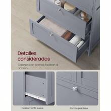 Bathroom Cabinet, Bathroom Cupboard, Kitchen Cabinet, With 4 Doors, Adjustable Shelves, 30 X 60 X 110 Cm, White MBBC552P31 - 駝色 - 查看 6