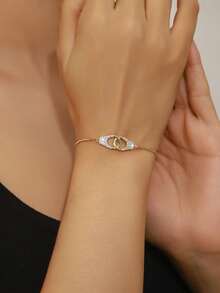 pieza de pulsera minimalista, elegante y versátil con circonitaúbica brillante, cadena giratoria de dobleírculo, regalo de moda para mujeres, chicas, fiestas, graduaciones, novias, - Oro amarillo - Ver 12