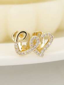 European And American Double Heart Copper Micro-Inlaid Zirconia Hip Hop Teeth Grillz, Teeth Decoration, Personalized Dental Jewelry - Double Heart Tooth Ornament - View 7