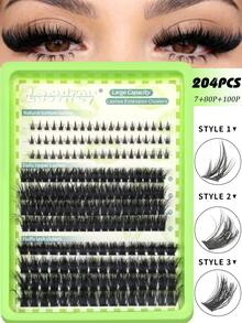 LASVIREY 204 miếng lông mi giả chùm C Curl độ dài hỗn hợp, phong cách tự nhiên, mềm mại và thoải mái, lông mi chùm đơn, mỏng và nhọn, 3 kiểu DIY nối mi tại nhà, lông mi dưới, đuôi nâng cao giúp kéo dài dáng mắt, kiểu ngẫu nhiên, vật dụng du lịch thiết yếu, phù hợp cho lễ hội - C - Xem 12