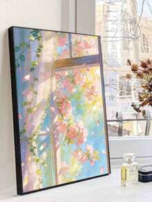 春季櫻花窗景DIY數位油畫 手作成人居家裝飾牆面藝術品 節日禮物 適合客廳 - 套裝 - 查看 1