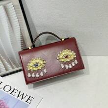 Nuevo bolso bandolera vintage con diseño creativo de ojo de perlas & strass, bolso de lujo Boston de moda para mujer, bolso de mano único - Multicolor - Ver 15
