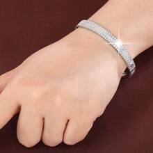 1pc Fashion Geometric Square Design Cubic Zirconia Inlaid Women's Bracelet - Multicolor - View 9