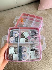 Rhinestone Decorated 3-Layer 18-Compartment Detachable Handheld Storage Box, Hardware Tool Organizer, Contact Lens Storage Case - Multicolor - View 4