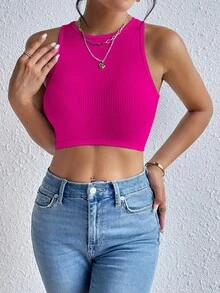 Popular Sleeveless Crop Top In European And American Style, Which Enhances The Figure, Modern And Sexy. - 白色 - 查看 10