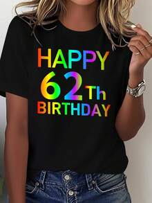 NEW Women's Pure Cotton T-Shirt Hip-Hop Style No. 62 - Unisex Short Sleeve T-Shirt With Round Neck, Urban Vintage Style And Loose Fit - 黑色 - 查看 1