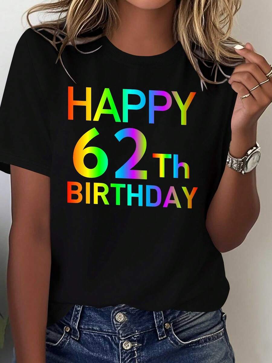 NEW Women's Pure Cotton T-Shirt Hip-Hop Style No. 62 - Unisex Short Sleeve T-Shirt With Round Neck, Urban Vintage Style And Loose Fit - 黑色 - 查看 1