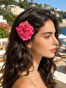 1pc Beach Bohemian Vacation Style Artificial Flower Hair Clip,Claw Clips - Multicolor - View 7