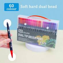 12/24/36/48pcs Dual Tip Colorful Marker Art Pen Set (Diagonal Box, Gift Box Packaging), Suitable For Adult Coloring Books, Christmas Card Drawing, Note-Taking, Carving, Calligraphy, Journaling, Back To School - Multicolor - View 21