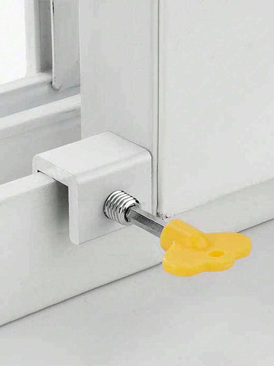5 piezas/1 pieza Bloqueo de ventana ajustable, Tope de ventana de aleación de aluminio con llave, Bloqueo de ventana deslizante, Adecuado para puerta y ventana deslizante horizontal y clip de bloqueo de ventana fija - Multicolor - Ver 1