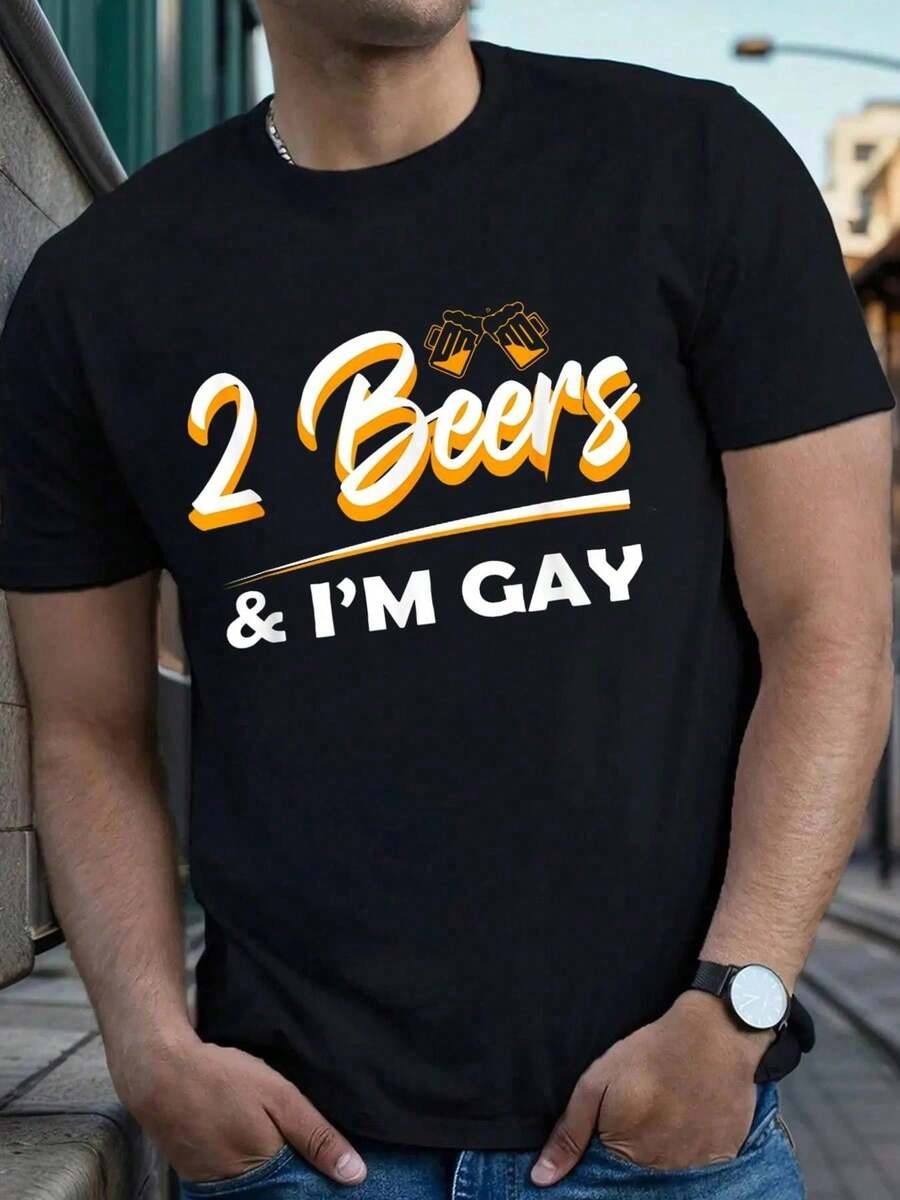 playera de méxico1pack2 Camiseta con Frases Divertidas sobre Cerveza y Orgullo Gay, Camiseta Informal de Cuello Redondo y Manga Corta para Verano, Camiseta Suave para Hombre - Negro - Ver 1